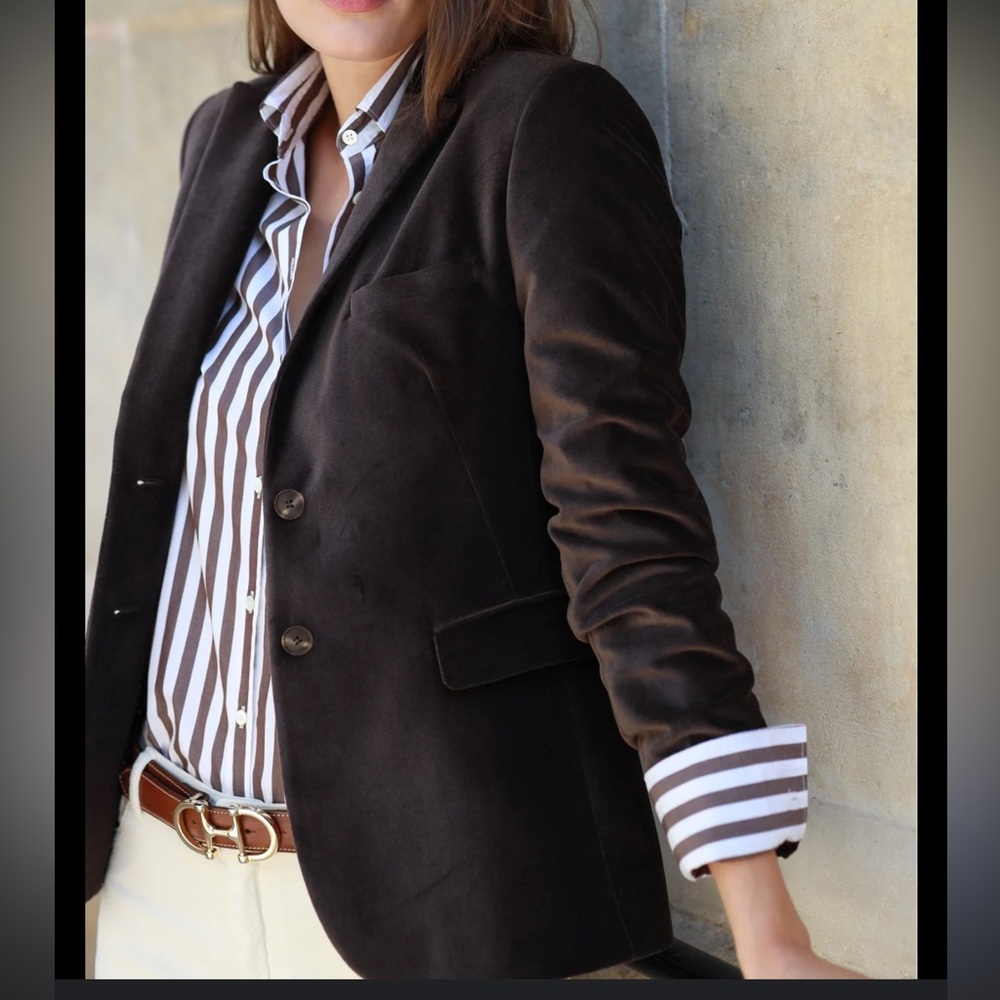 Ann Taylor Petites velvet two button front Classic Black Women's Blazer Sz 00P
